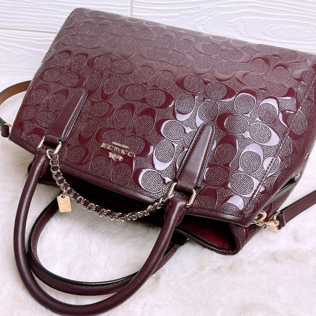 極美品☆COACHコーチ 2wayショルダーバッグ シグネチャー ボルドー
