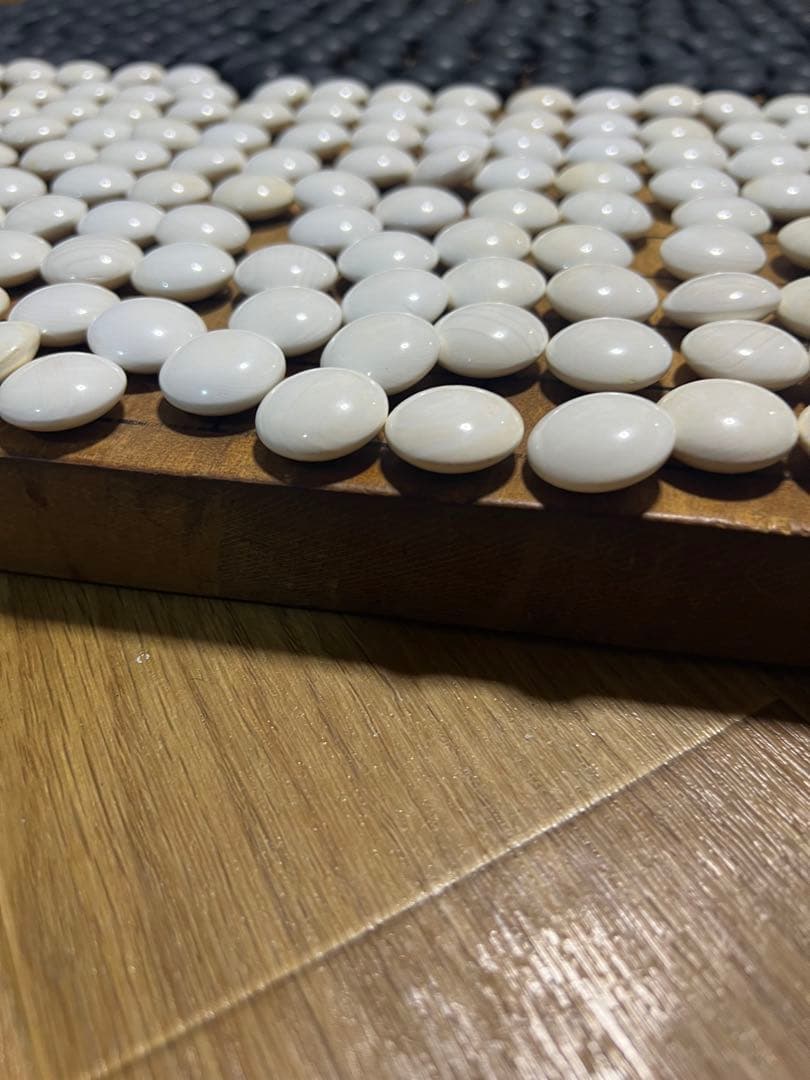 日向特製【美品】蛤碁石 35号 本那智黒 本蛤碁石 白186個 黒182個