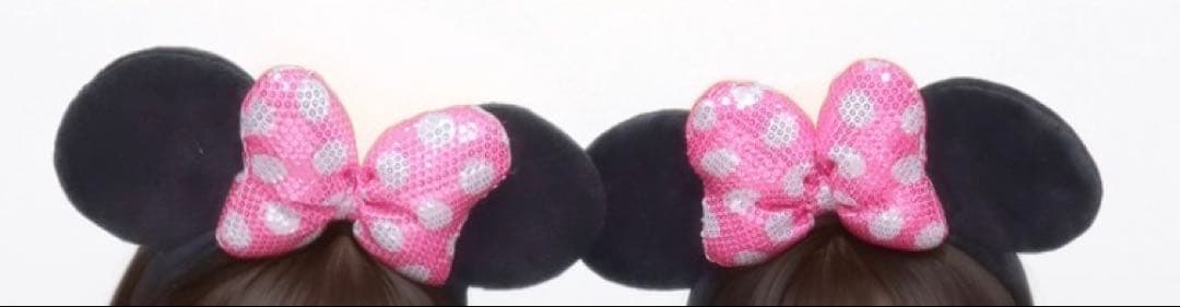 2個 ミニーマウス カチューシャ リボン パルパルーザ スパンコール ピンク