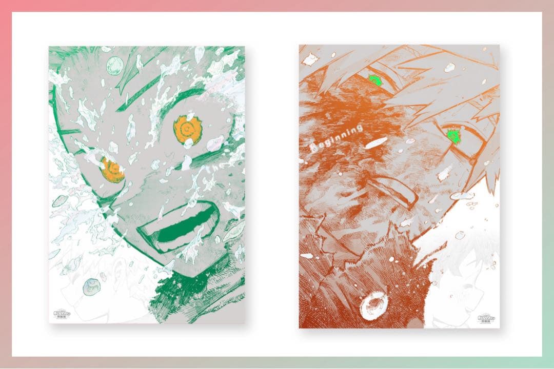 僕のヒーローアカデミア　原画展　アートポスター　緑谷出久　爆豪勝己 ヒロアカ原画展 緑谷出久 爆豪勝己 ポスター the beginning ヒロアカ