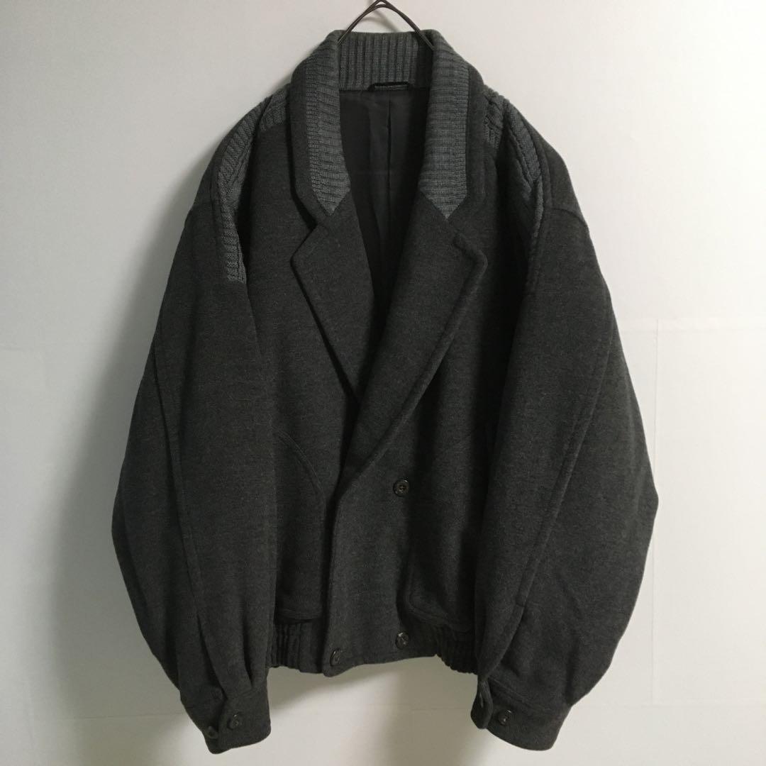 レトロ 古着 ショールカラー ウールジャケット メンズL 日本製 90s