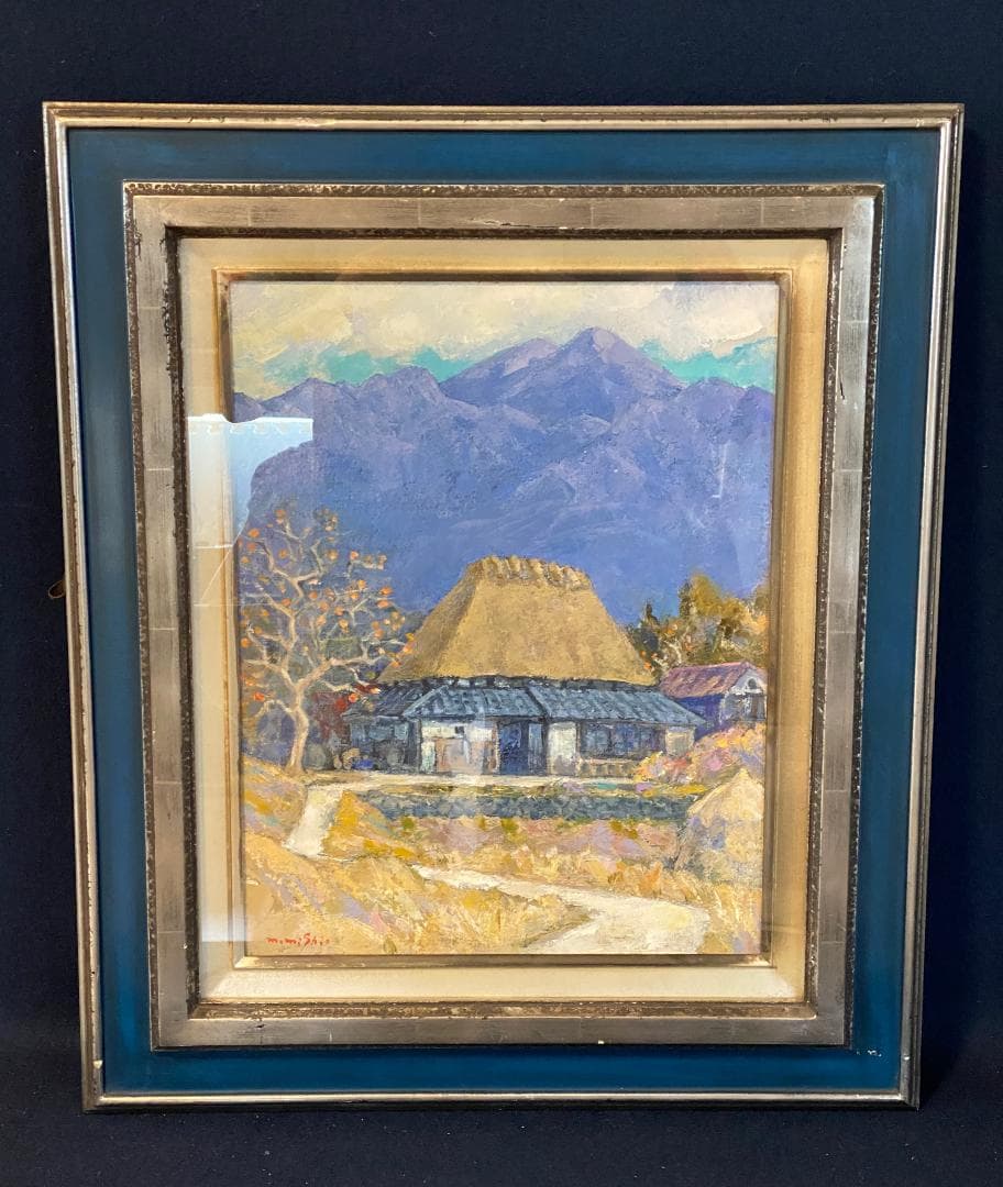 大聖堂の木陰油絵F6号額縁付き