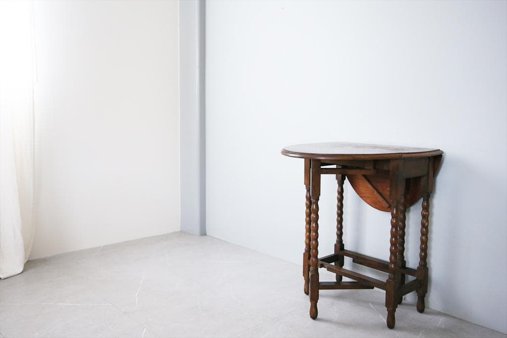 英国アンティーク木製ゲートレッグテーブル/ダイニング机バタフライ(92-71)