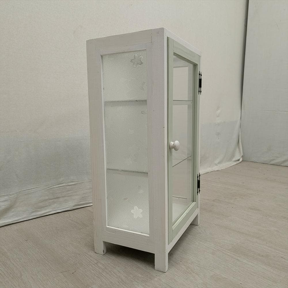 展示品 レトロガラス シャビー ハンドメイド キャビネット 飾り棚