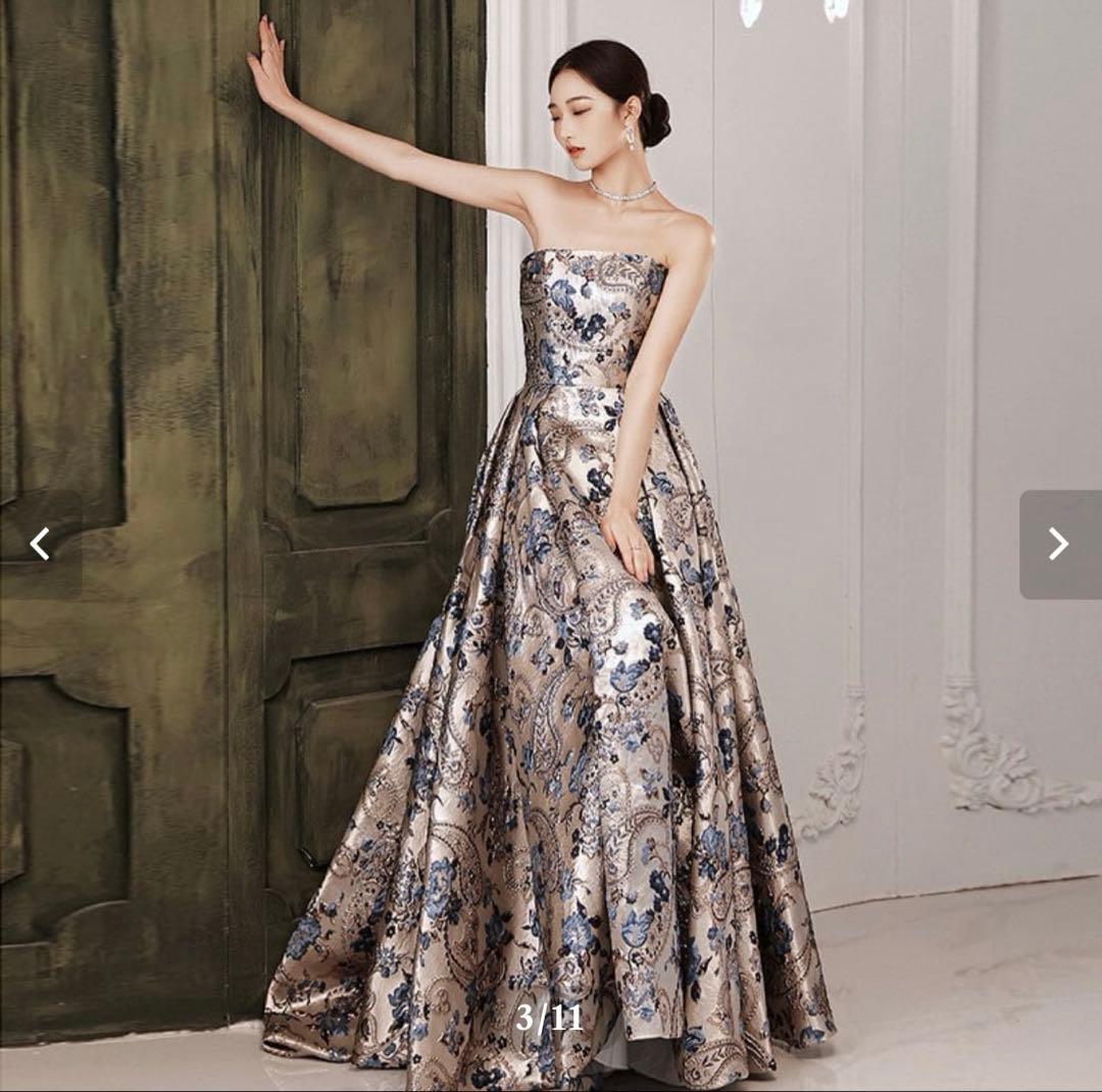 フラワージャガードドレス　Lサイズ　ウェディングドレス　前撮り