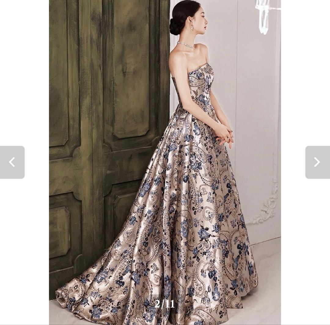 フラワージャガードドレス　Lサイズ　ウェディングドレス　前撮り