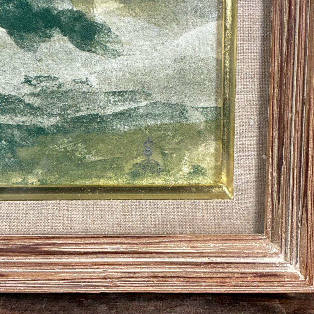 岡田伊登子「山」日本画 共シール有 署名有 額装 創画会展 山種美術館賞展