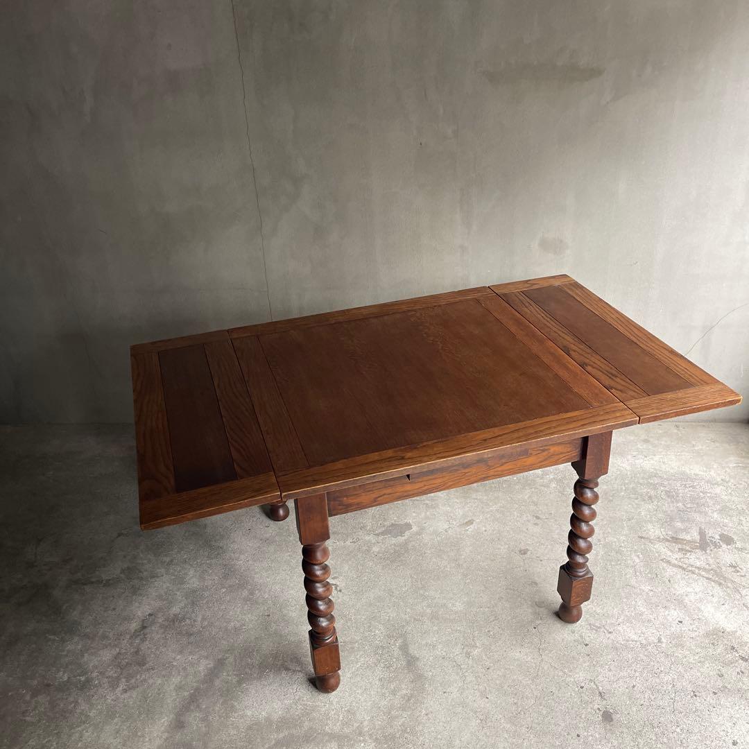 イギリス　アンティーク家具 ドローリーフテーブル 拡張テーブル　オーク