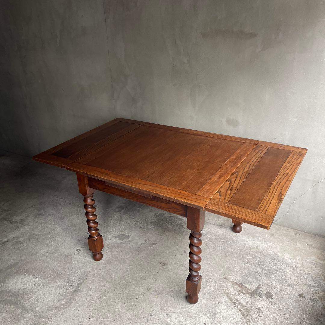 イギリス　アンティーク家具 ドローリーフテーブル 拡張テーブル　オーク