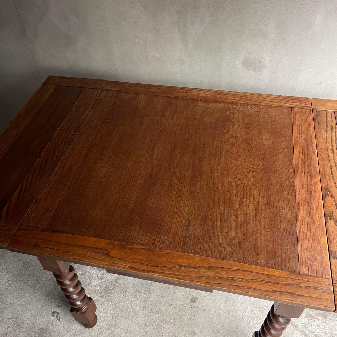 イギリス　アンティーク家具 ドローリーフテーブル 拡張テーブル　オーク