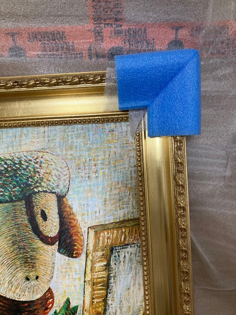 ゴッホピカチュウ　キャンバスアート　ドーブル　金枠　Sサイズ