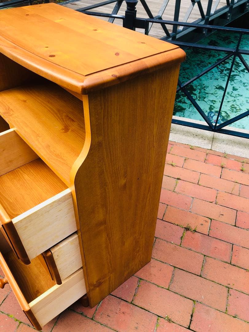 カントリー家具 木製キャビネット 3引き出し 1扉 電話台 花台 チェスト