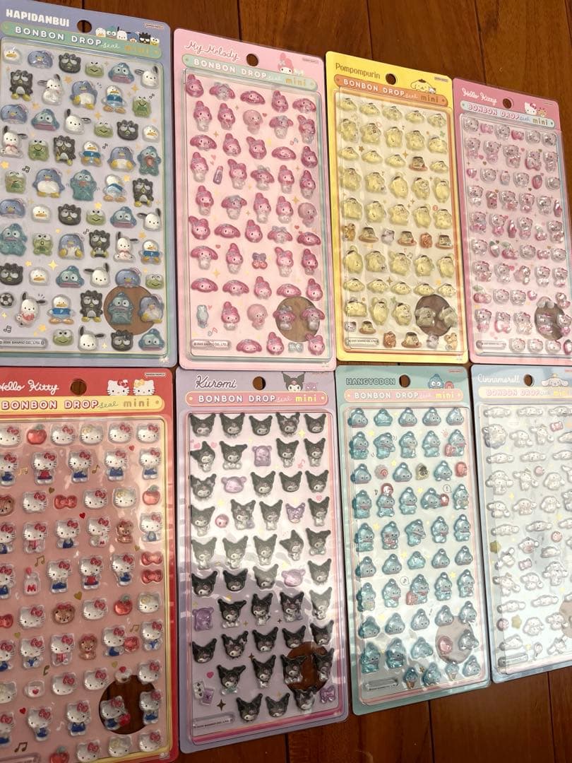 正規品　店舗購入サンリオ　ボンボンドロップシールミニ　8枚セット