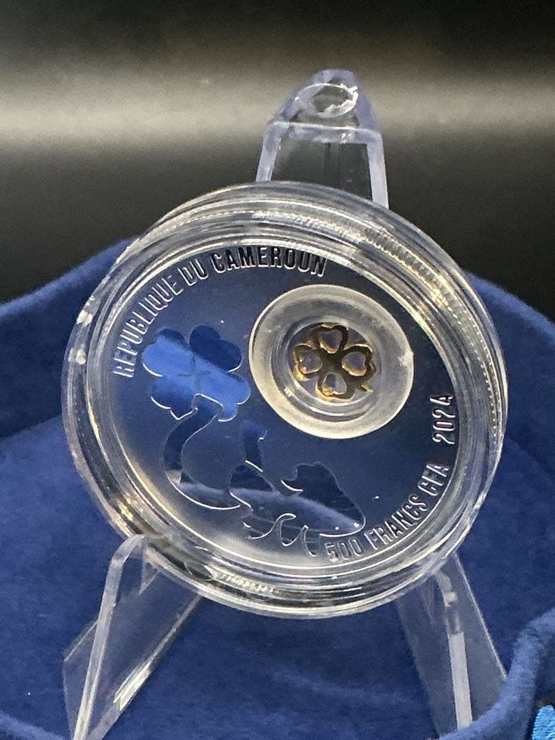 2024カメルーン 四葉のクローバー 金メッキ付きプルーフ銀貨　777枚限定