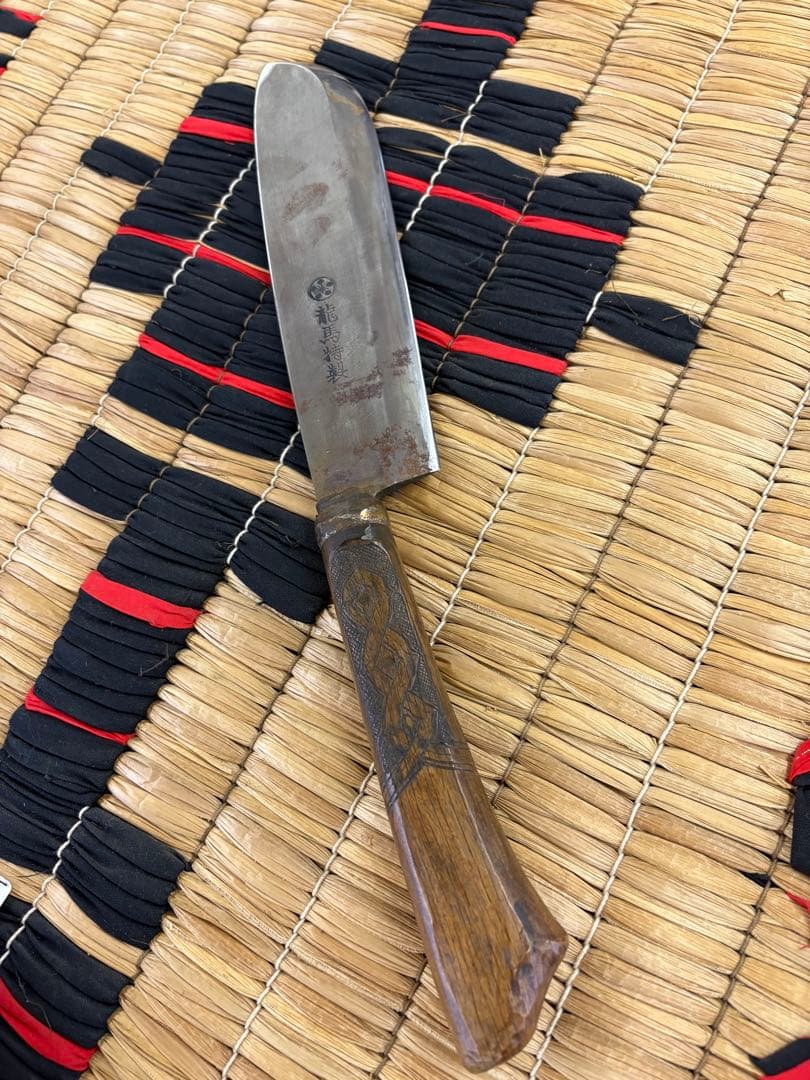 アイヌ タシロ 山刀 上川アイヌ 木彫り 鱗彫り 龍馬特撰 土佐打ち刃物