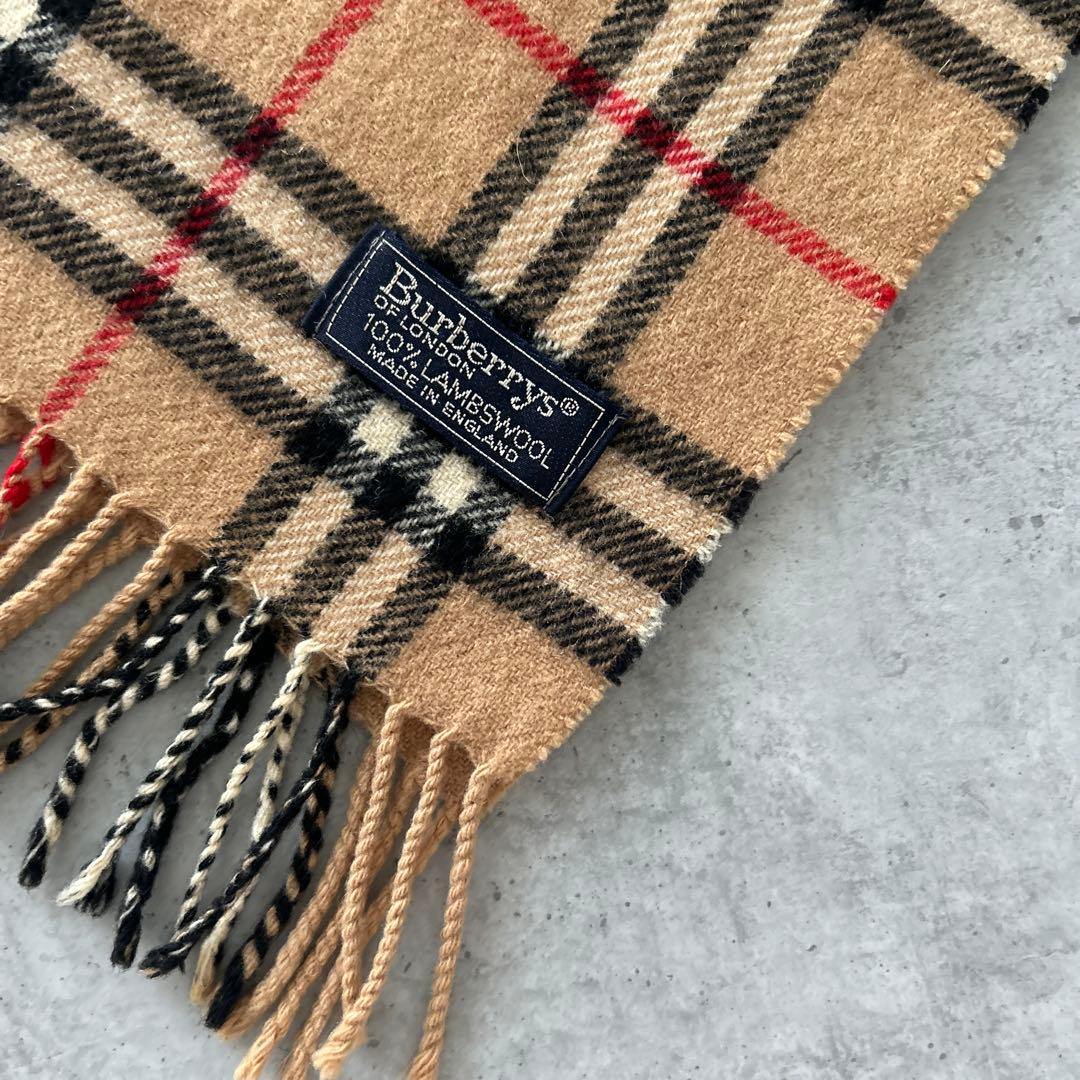 未使用‎☆バーバリーBurberrysチェック柄マフラー 100%ラムウール