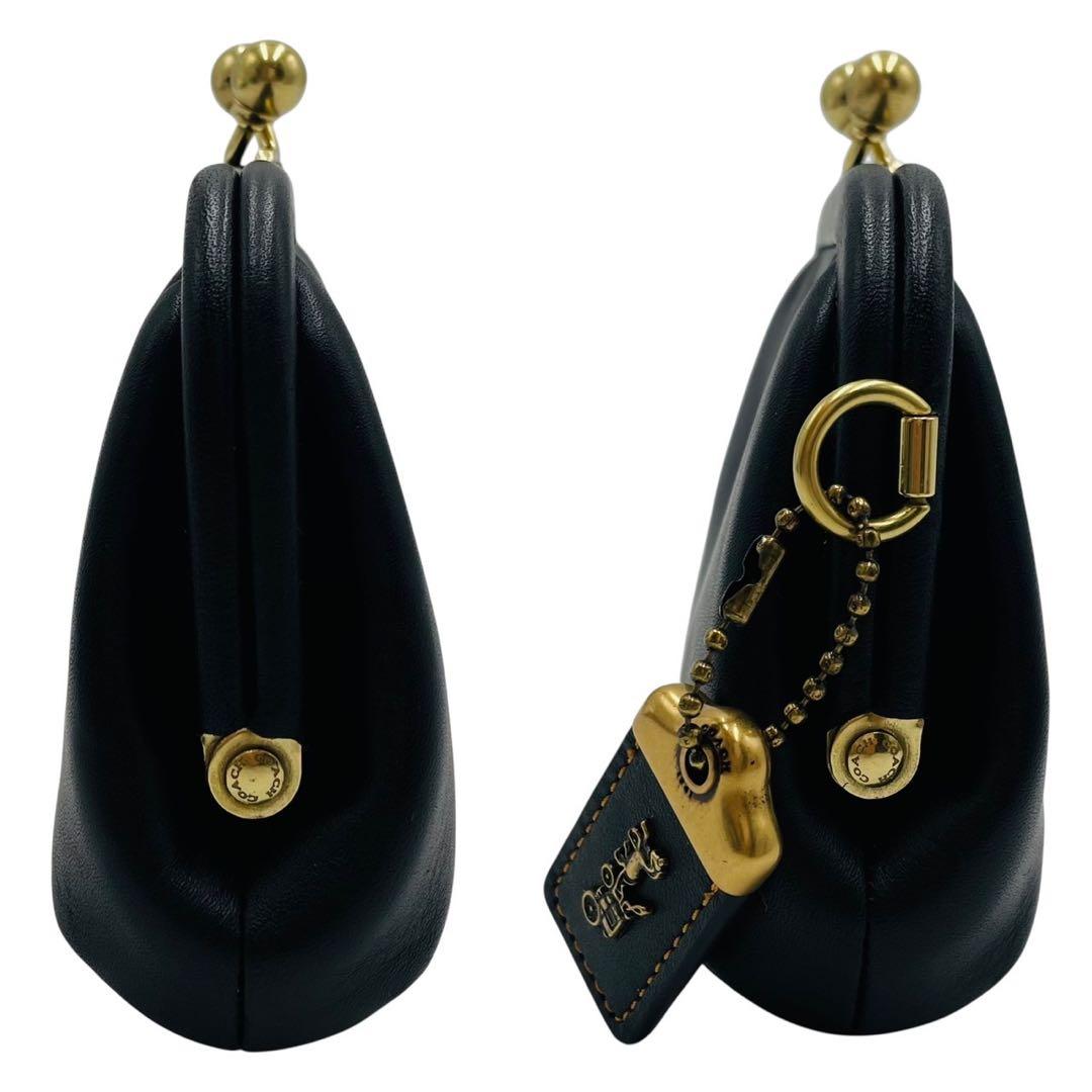 美品 コーチ ケース レザー ブラック 財布 がま口 68326