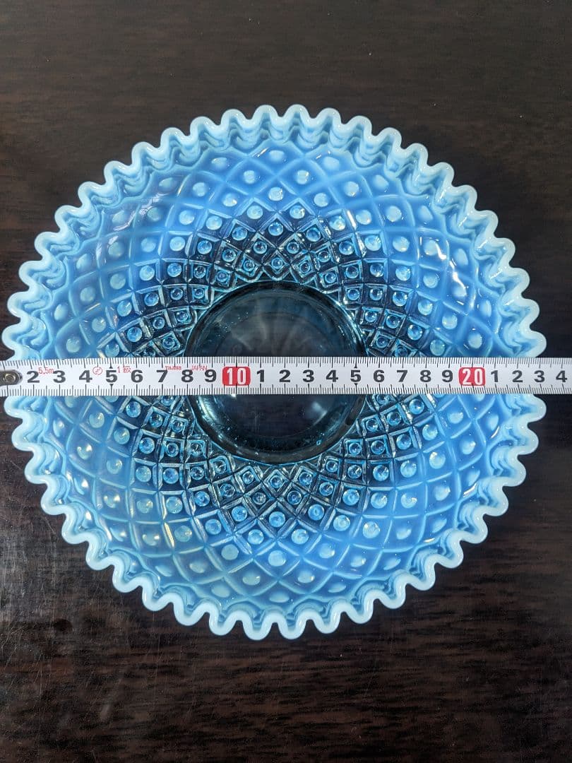 フェントン ブルーオパルセント ダイヤモンドレース ディッシュ 大皿