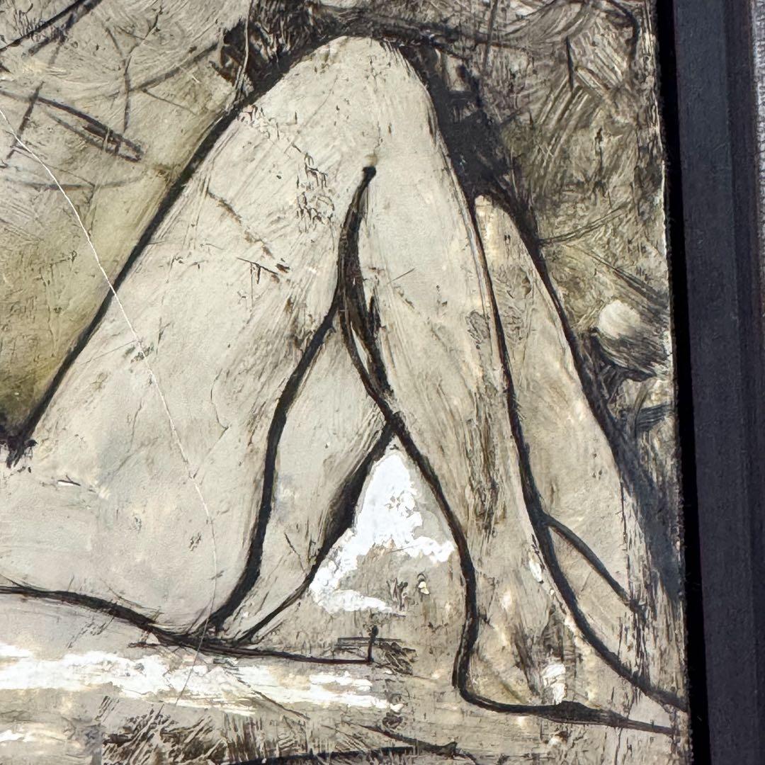 栗原一郎 油彩「裸婦」 額装 1980年頃 真作