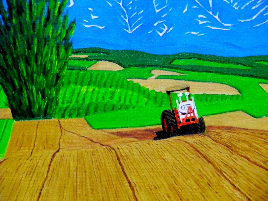 ☆十勝連峰ケンとメリーの大木・肉筆油彩画・F6キャンバス