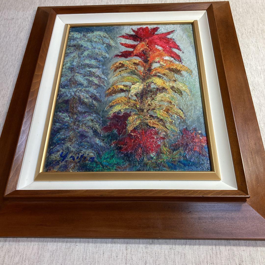 絵画 油絵 青木今陽 肉筆油絵 静物画 淡い色合の花々 絵画 油絵 青木今
