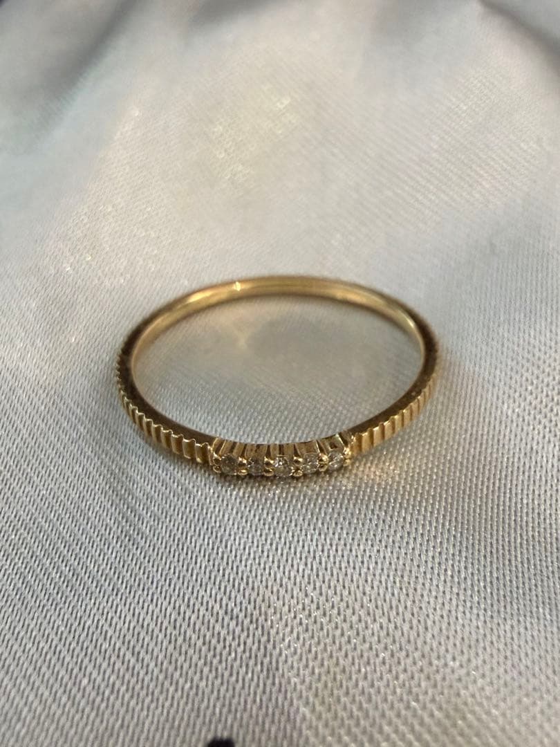 ete K10 レイヤードダイヤモンドリング　イエローゴールド　9号