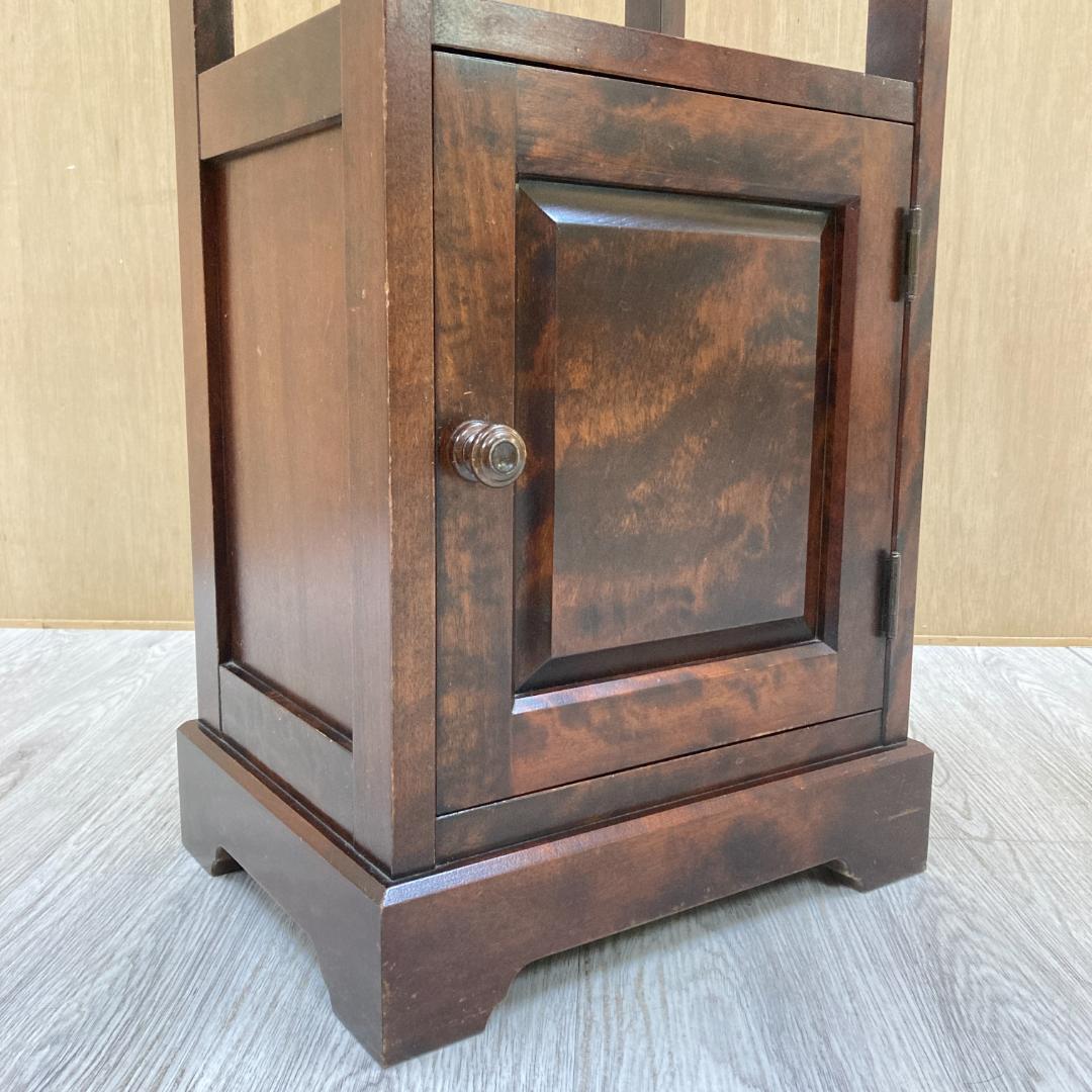 北海道民芸家具 カバ無垢材 電話台 サイドテーブル 飾り台 花台