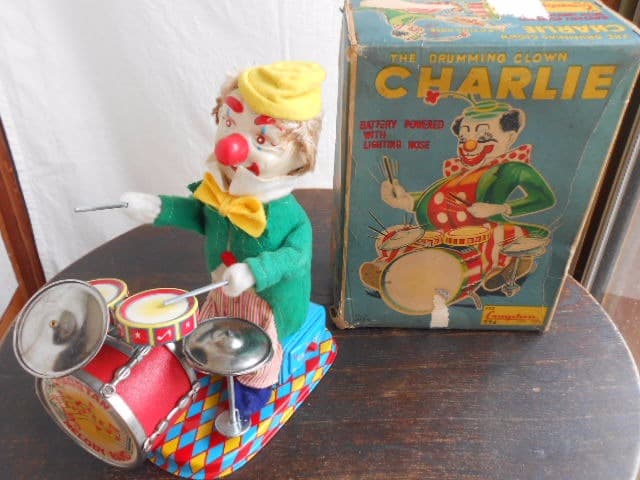 超希少、美品！アルプス ALPS ドラマー ピエロ ブリキ 玩具 箱付 電動