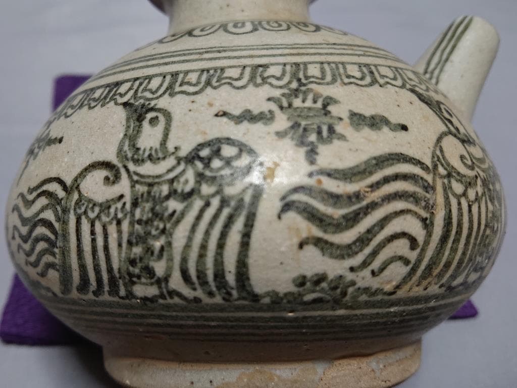 コレクター収集　タイ　スワンカローク　鉄絵 五鳥図　水注　15～16世紀