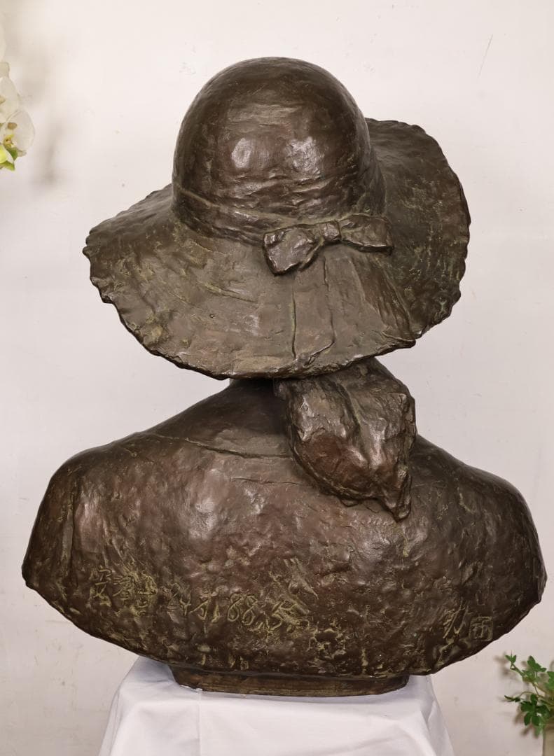 真作】 日展彫刻作家 田畑功 作 ブロンズ像 胸像 重さ41㎏