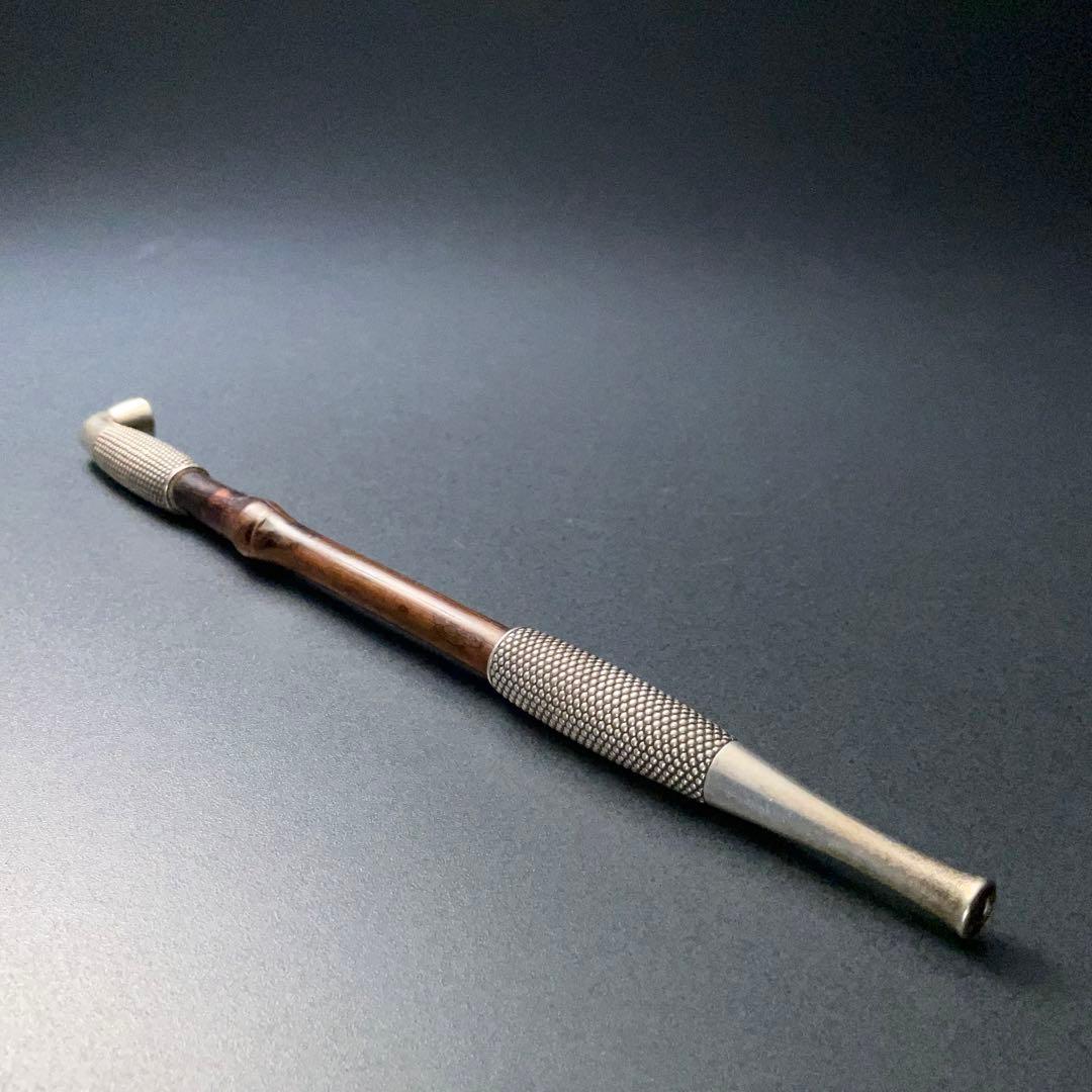 銀製煙管 霰文 キセル アンティーク 骨董 6R1256お2
