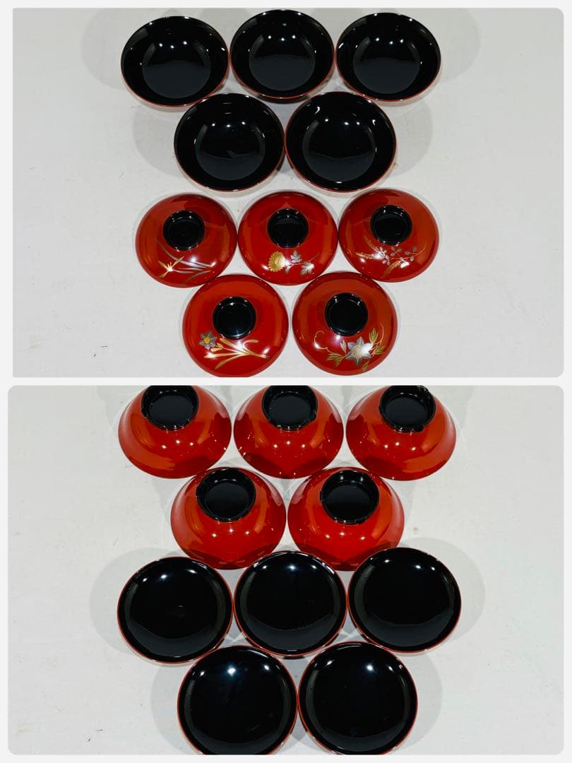 輪島塗 塗師 精斎 蒔絵師昭鳳 図替膳椀揃五人前 美