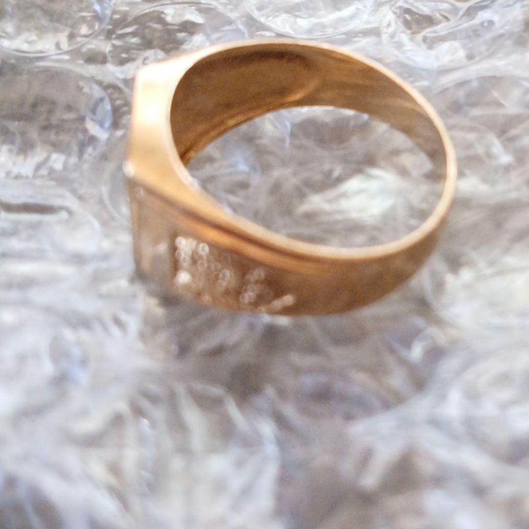 ゴールド 18Kスクエア型 レリーフリング