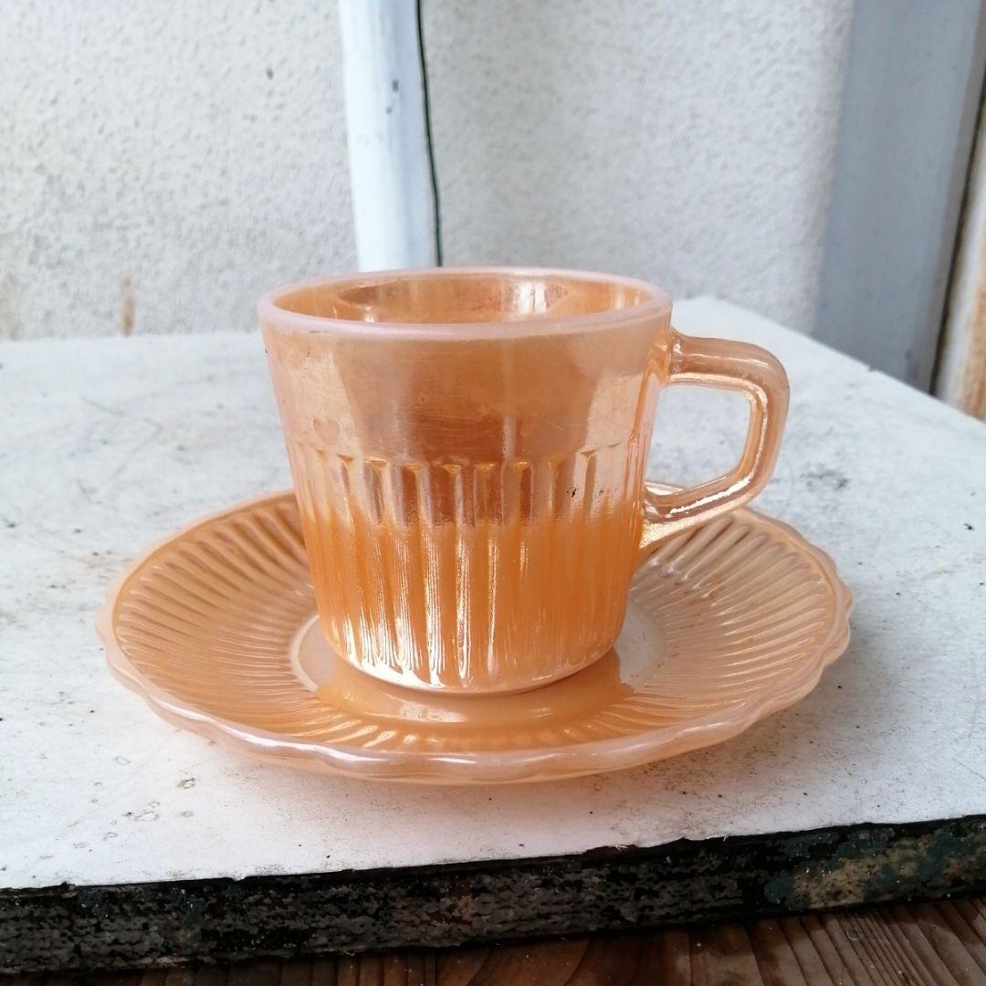 ファイヤーキング マーキュリーグラス カップ&ソーサー ピーチラスター