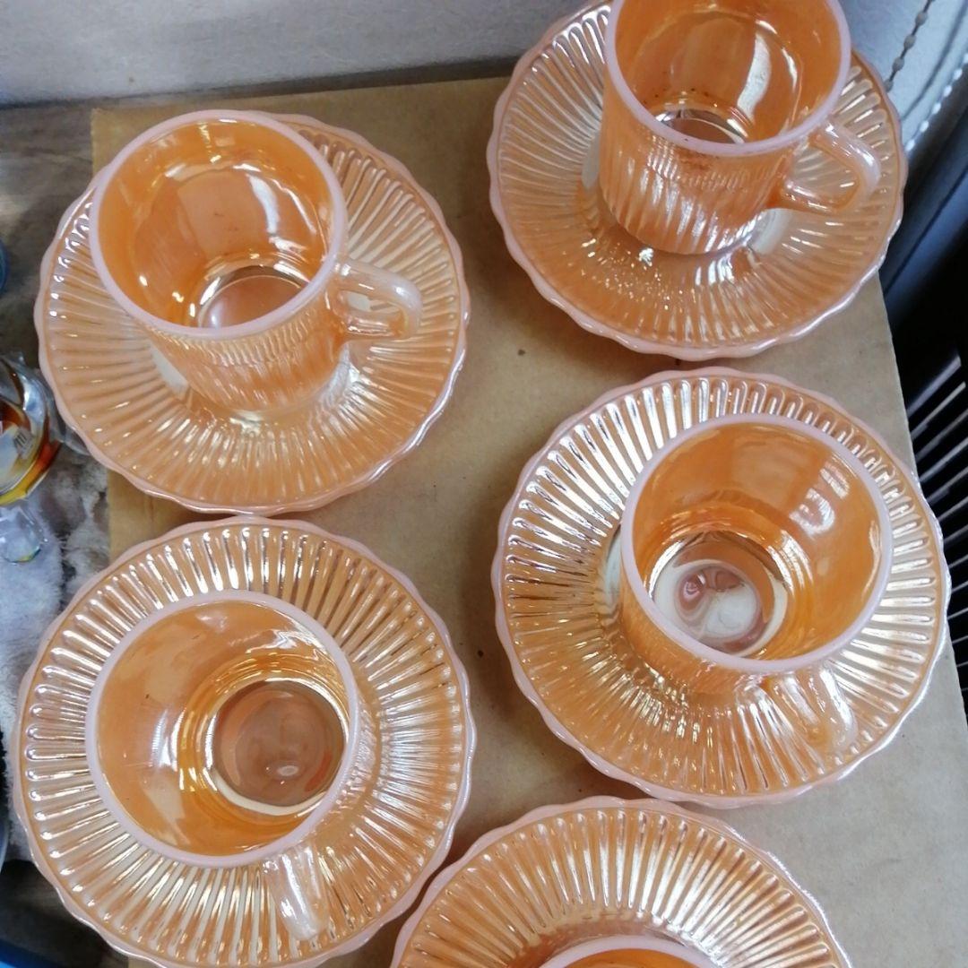 ファイヤーキング マーキュリーグラス カップ&ソーサー ピーチラスター