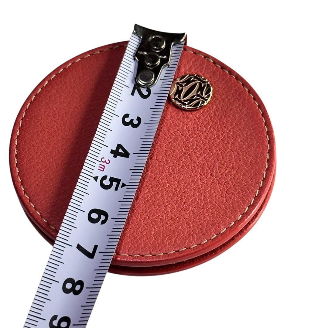 Cartier レザー 円形ミラー オレンジ