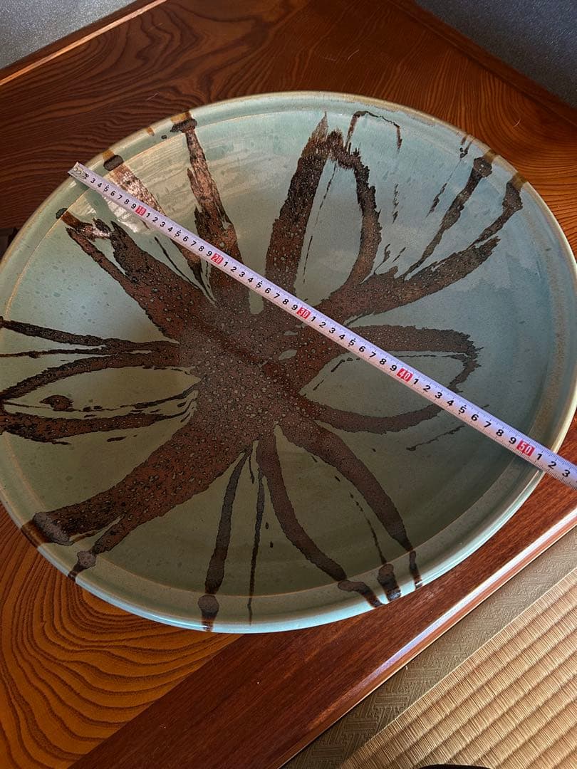 【一点モノ‼️】最高級　青柿流皿　大皿　飾り皿　インテリア　和室 花模様 絵皿