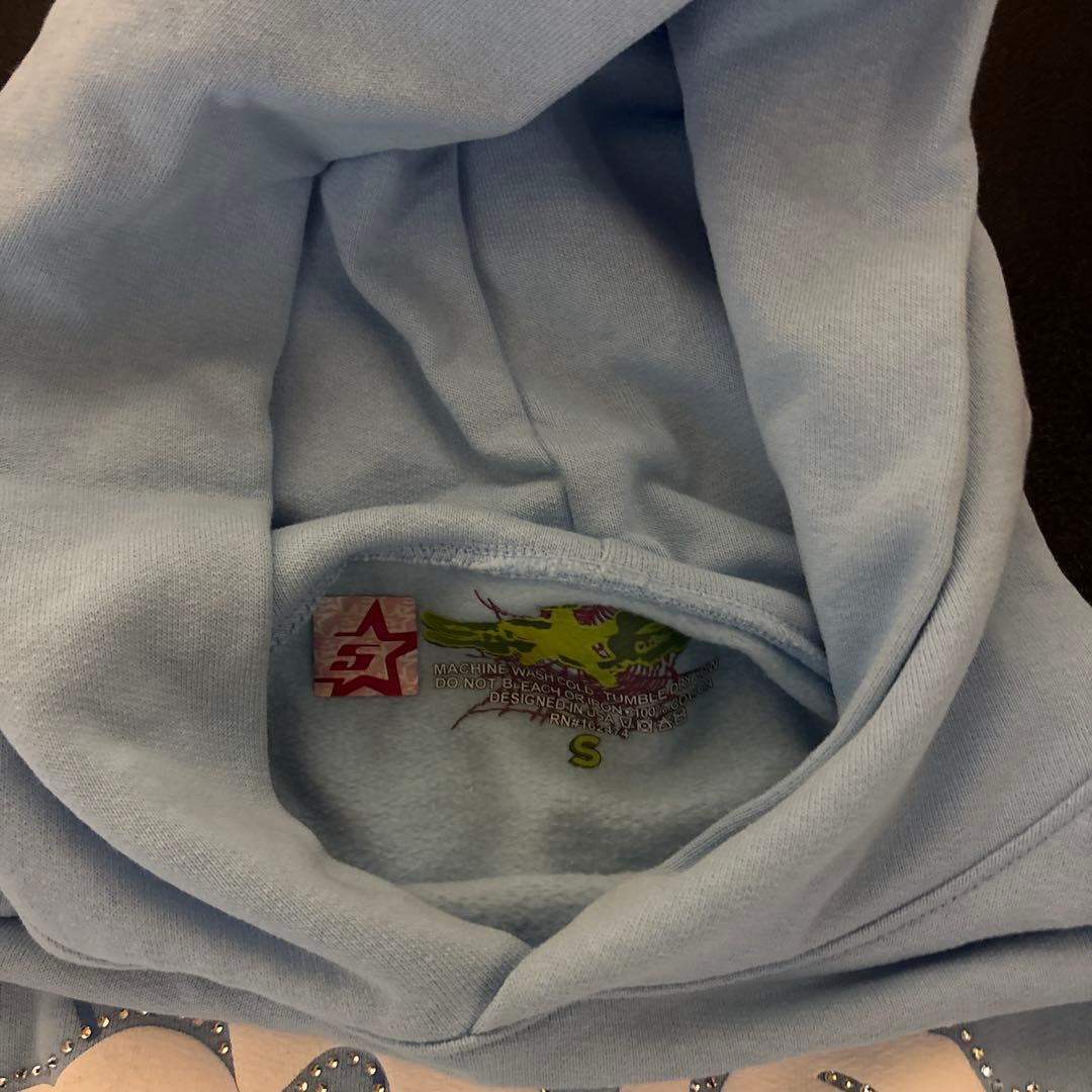 ライトブルー sp5der パーカー Sサイズ