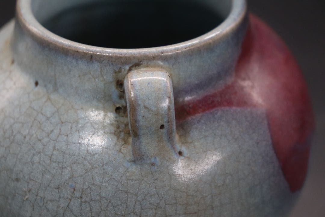 中国　鈞窯雙耳瓶　送料込み0914
