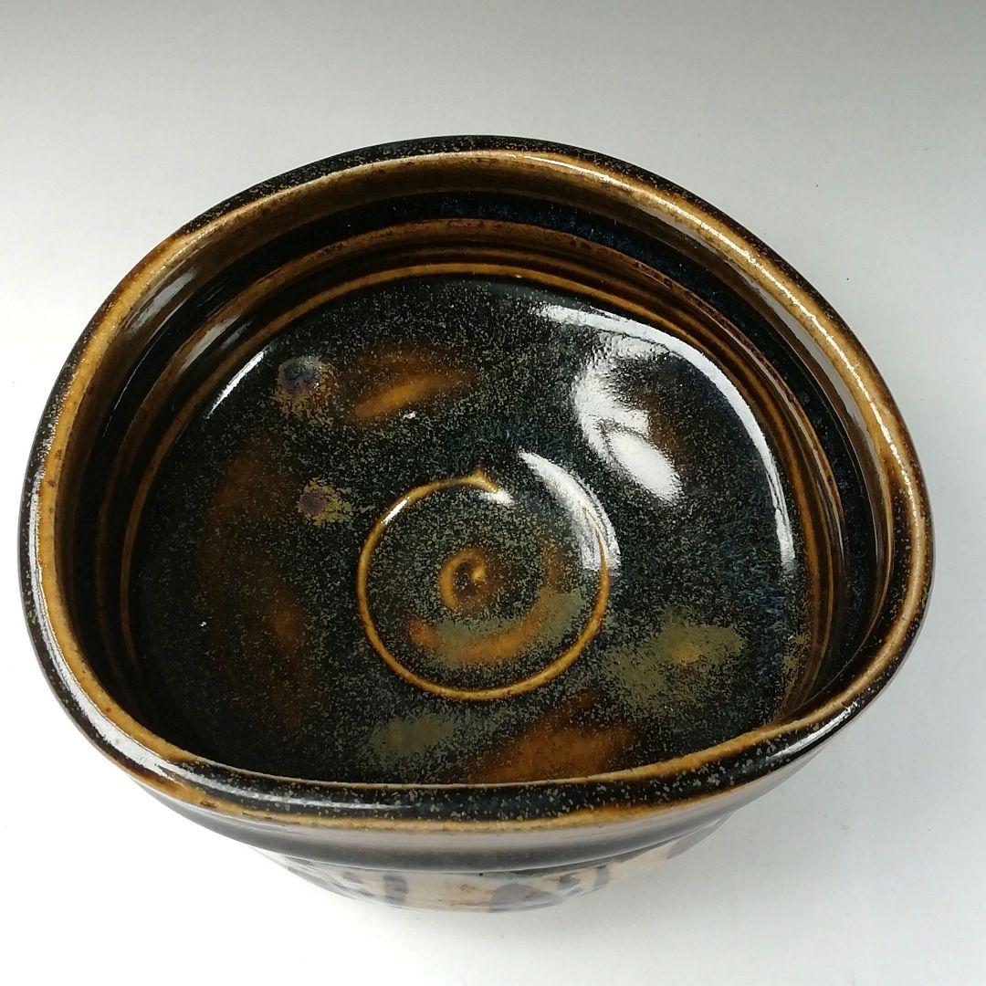T114 茶碗 『織部 茶碗』『鵬窯 青木鵬磨』 共箱 抹茶碗 茶道具