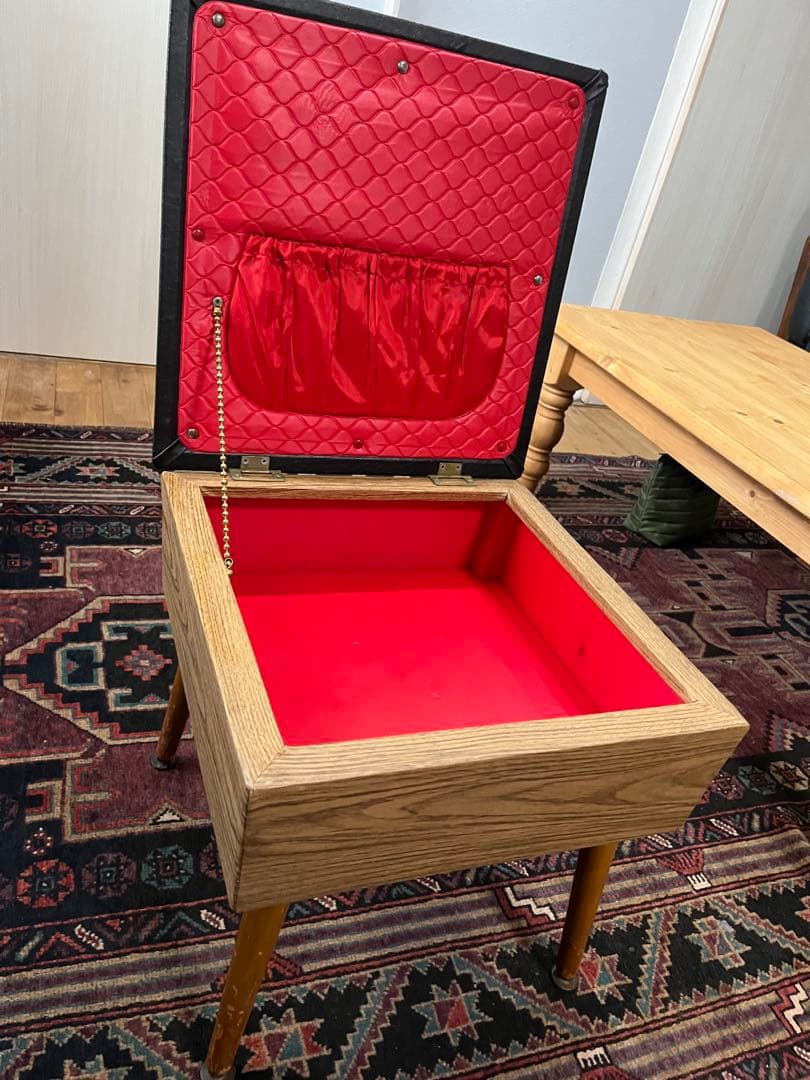 お値下げイギリス ミッドセンチュリー スツール裁縫箱 ビンテージ 北欧風