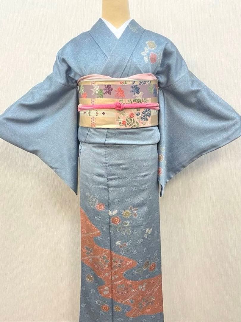 梅乃【157】正絹 訪問着 フルセット 美品 入卒式 お宮参り 七五三 水色