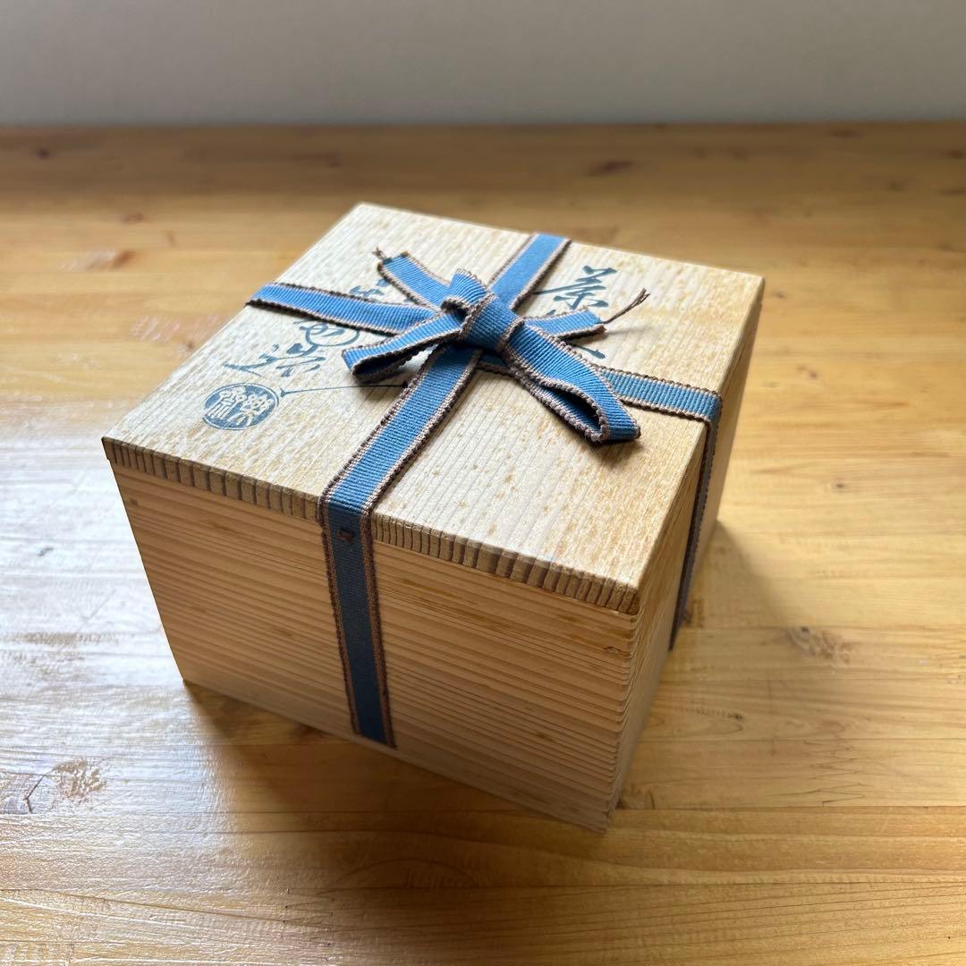 抹茶茶碗 赤膚焼 尾西楽斎造 木箱付き 未使用品 骨董 レトロ