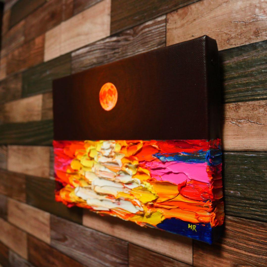 油絵 絵画 【オレンジの満月】