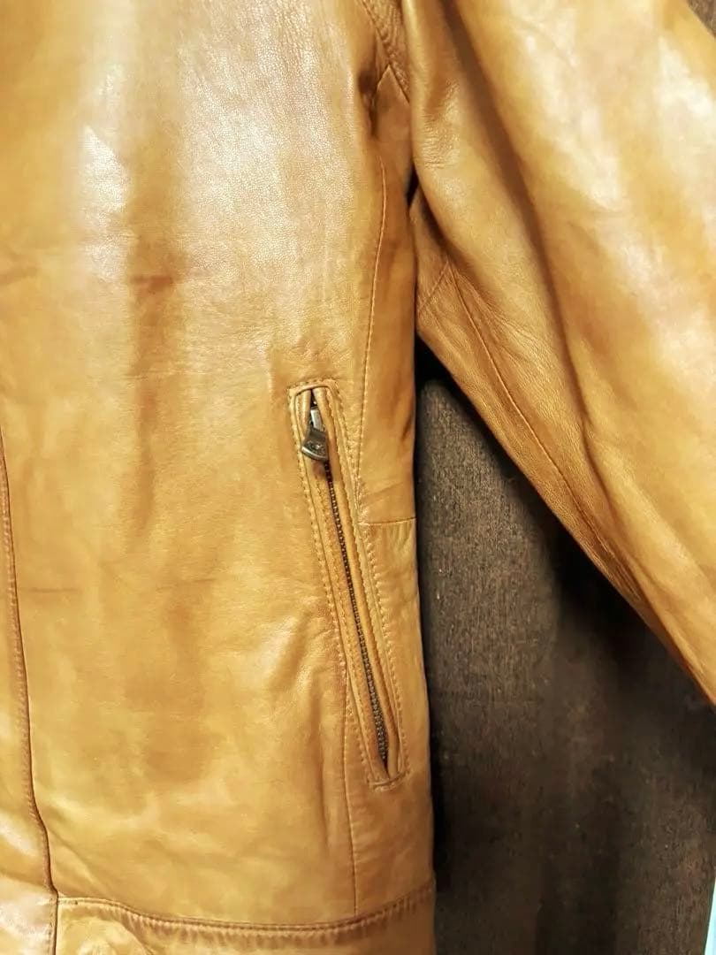 ユナイテッドアローズ・レザーライダース シングル襟もとニット・L