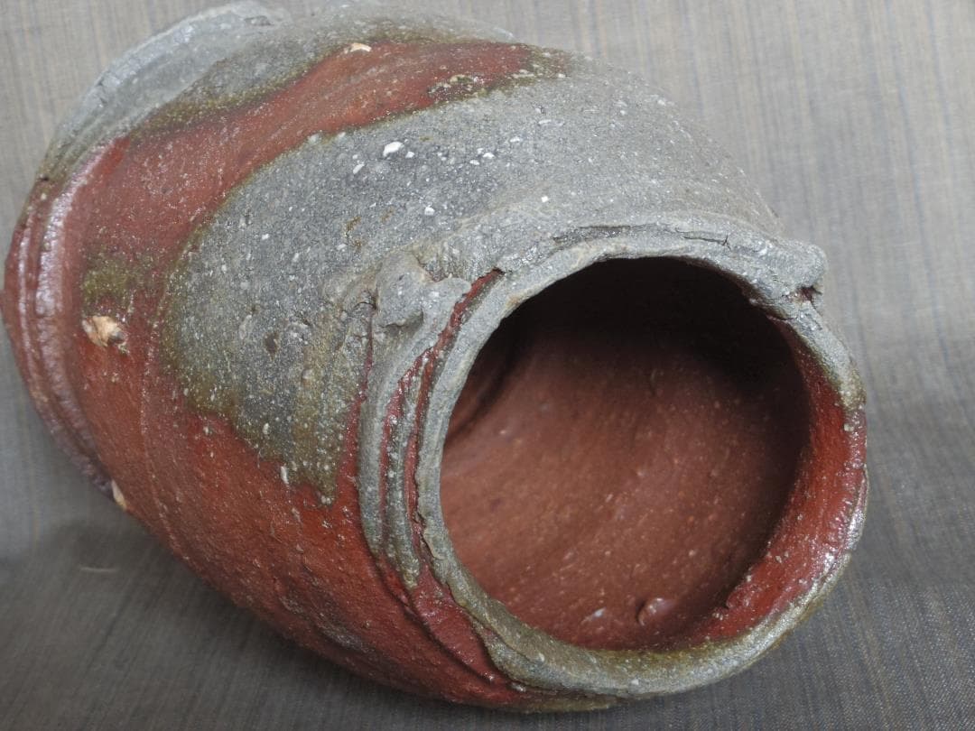 入手困難☆ジェフ・シャピロ【師：伊勢崎淳】焼き締め花器☆共箱