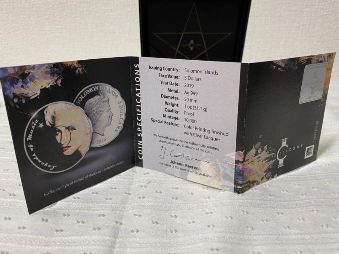 2019年 ソロモン諸島 マドンナ 1オンス 銀貨 コイン Madonna