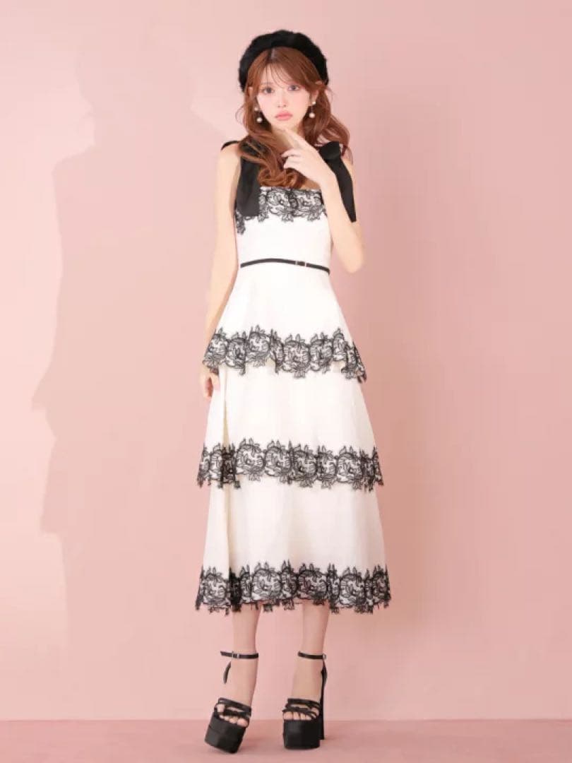 ホワイトfm3487 ディアバイローブドフルール　エルケイ　キャバドレス