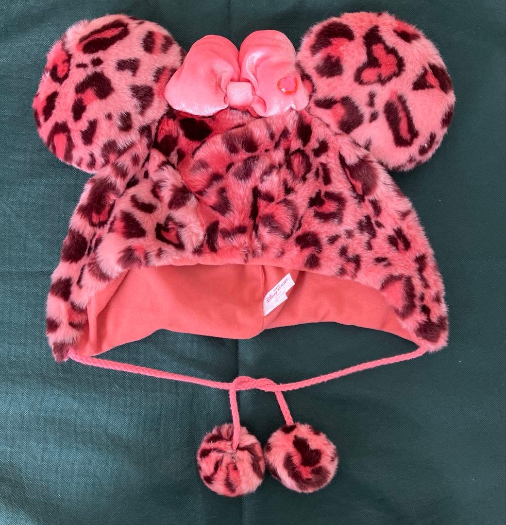 ディズニー ミニー ファンキャップ ヒョウ柄 ハート型 ビジュー ピンク