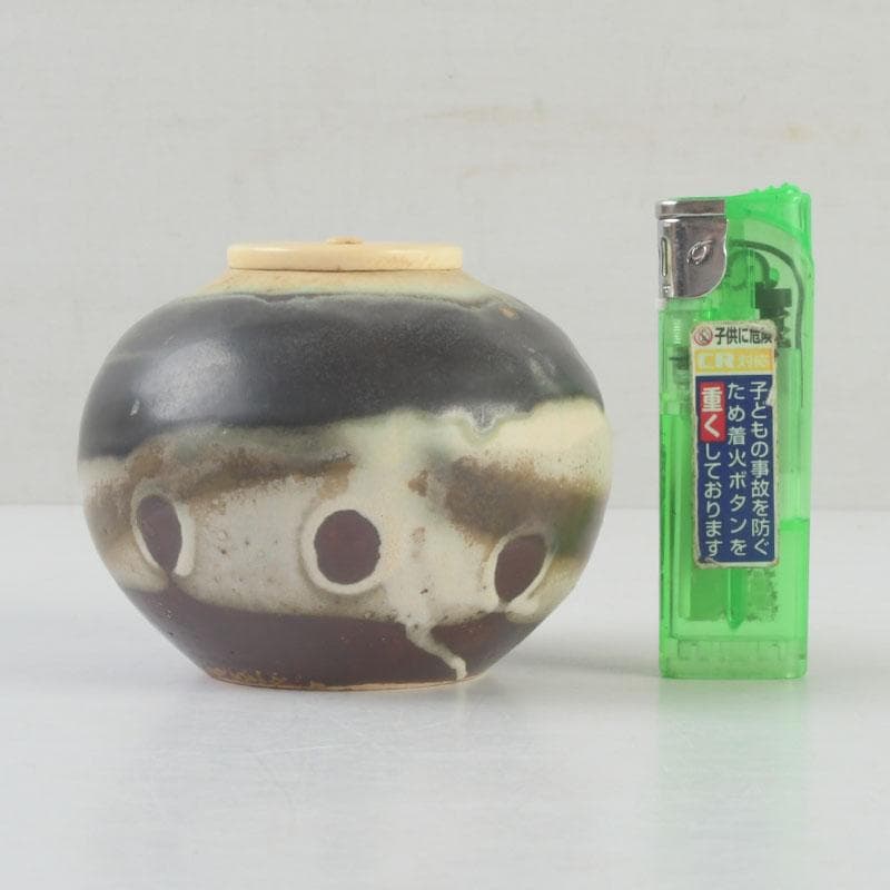 茶道具 文琳茶入 SHOEMAKER在銘 時代箱付 V 9259